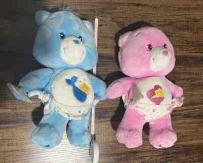 VTG 2002 Baby Hugs AND Baby Tugs Care Bears Wearing Diapers 10" Plushes