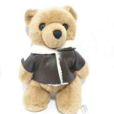 1990's Care Flight Teddy Bear Soft Plush in Bomber Jacket Pilot Vintage Brown