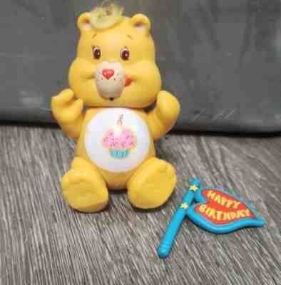 Vintage 1983 Care Bears PVC 3" Poseable Birthday Bear Figure w/ flag accessory
