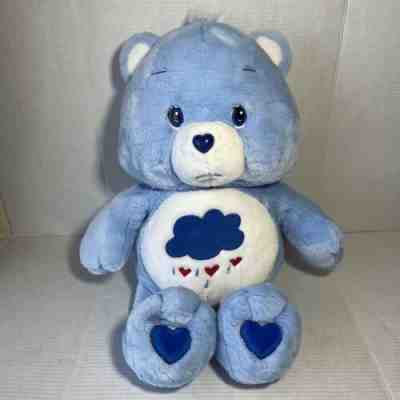 2002 Care Bear Grumpy Plush Sad Jumbo Blue Clouds Stuffed Animal 28â? Vintage