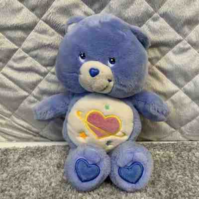 2004 Care Bears BEDTIME BEAR Plush Fleece Blue Moon Star Heart Vintage