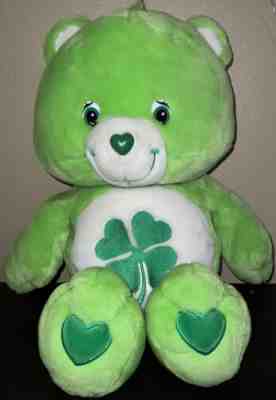 2003 Good Luck Care Bear Plush Jumbo Green 4 Leaf Clover 24â? Stuffed Animal