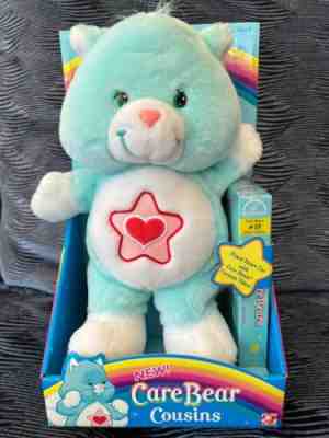 New Care Bears Cousins PROUD HEART CAT 2004 Plush Sealed in Box +Cartoon Video
