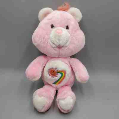 Rare Vintage Pink Maverick Love Bear Care Bears Sun Rainbow 1980s 13 inch