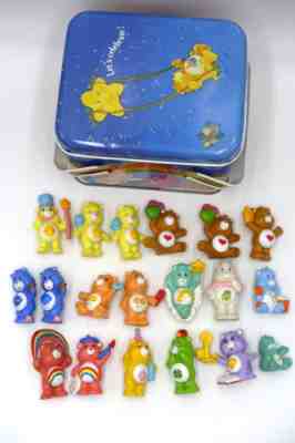Lot of 19 Vintage 1980â??s AGC CARE BEARS 2â? PVC Mini Figures w/ Rare Tin Box!