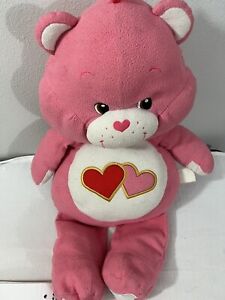 CARE BEARS Jumbo 2002 Love A Lot Pink Hearts Large Big 28” Plush Bear