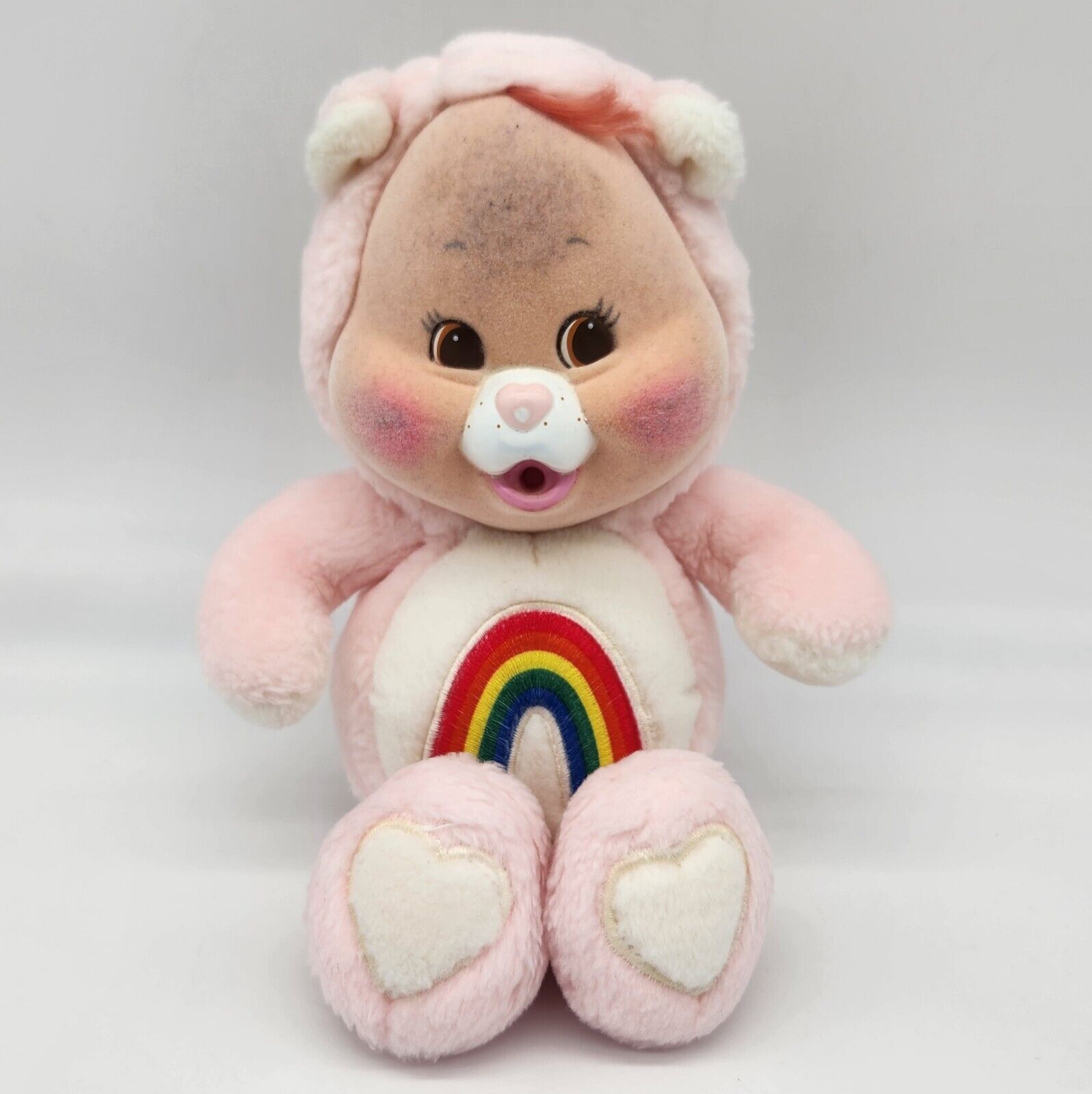 Kenner 1986 Care Bears Cub Cheer Bear Flocked Face Baby Rainbow Vintage