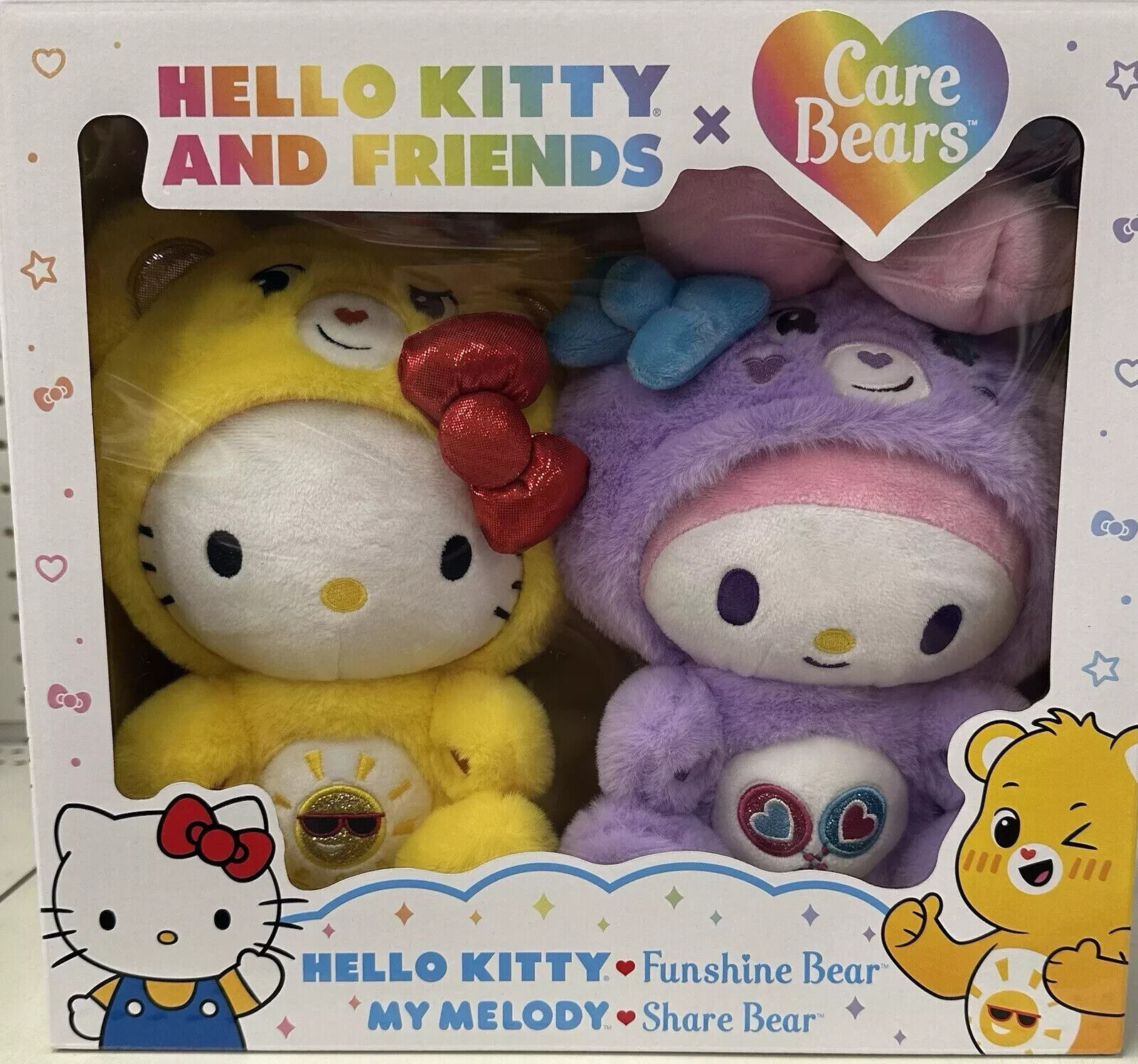 NEW Hello Kitty X Care Bears 2 Pack Plush Hello kitty And My Melody