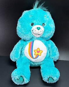 Care Bears 2006 Teal Aqua Thanks a Lot Plush Stuffed Animal Fluffy Floppy Bear