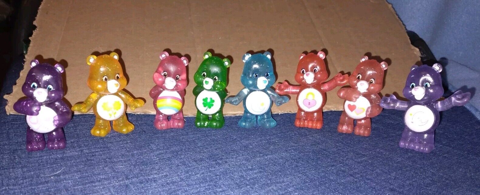 8 Care Bears Series 2 Glitter Ed. 2" Good Luck Funshine Cheer Lovalot Share