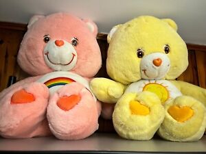 Pink and Yellow Care Bears 24 to 26 inch Care Bear 2002 Plush