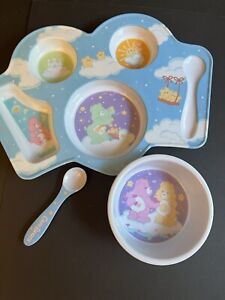 Care Bears Melamine Dinnerware Set 3pcs Excellent condition  Baby Dish & Spoon