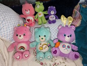 Lot Of 6 Care bears 2005-2014, 2 Glow-a-lot, 1 Easter, Oopsey, Love-a-lot, Share
