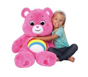 Care Bears Plush Jumbo Cheer Bear Pink Rainbow Huge Carebear 36
