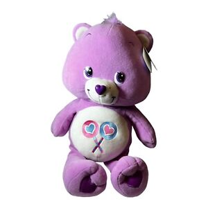 Vintage 2003 Care Bears Share Bear Plush Stuffed Animal 24” Purple Lollipops EUC