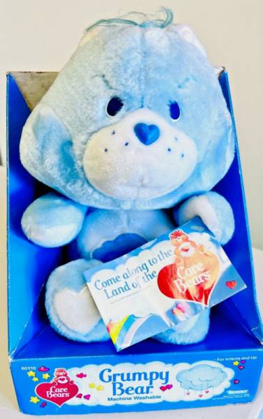 VTG Kenner Care Bears Grumpy Bear Plush 14" Stuffed Animal NIB w/Box & Tag 1980s