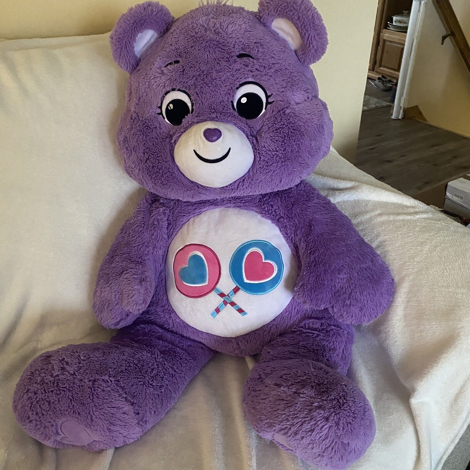 Care Bears Jumbo Share Bear Purple Lollipops Plush 36” Costco 2020 RARE ?