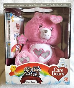 2007 Care Bears 25th Anniversary Swarovski Bear Plush + DVD New