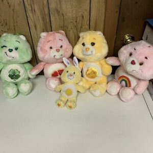 Vintage Care Bears 1983 Plush Lot Of 4 Cheer LoveALot Good Luck Funshine + Mini