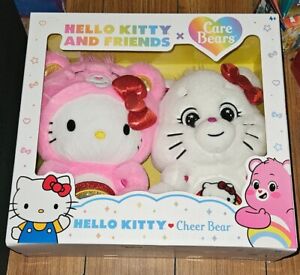 Hello Kitty & Friends x Care Bears Cheer Bear Sanrio 2 Pack Bear Plush Set NIB