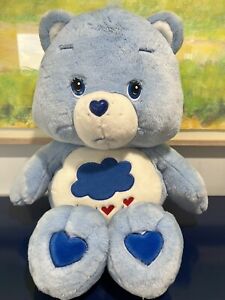 Grumpy Care Bear 2002 Jumbo 26” Plush Rare Blue Cloud Red Hearts Vtg Y2K 00s