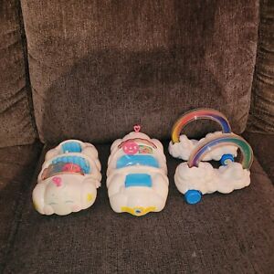 Vintage Lot Of  1983 Care Bears Cloud Cars And Rainbow Rollers Kenner