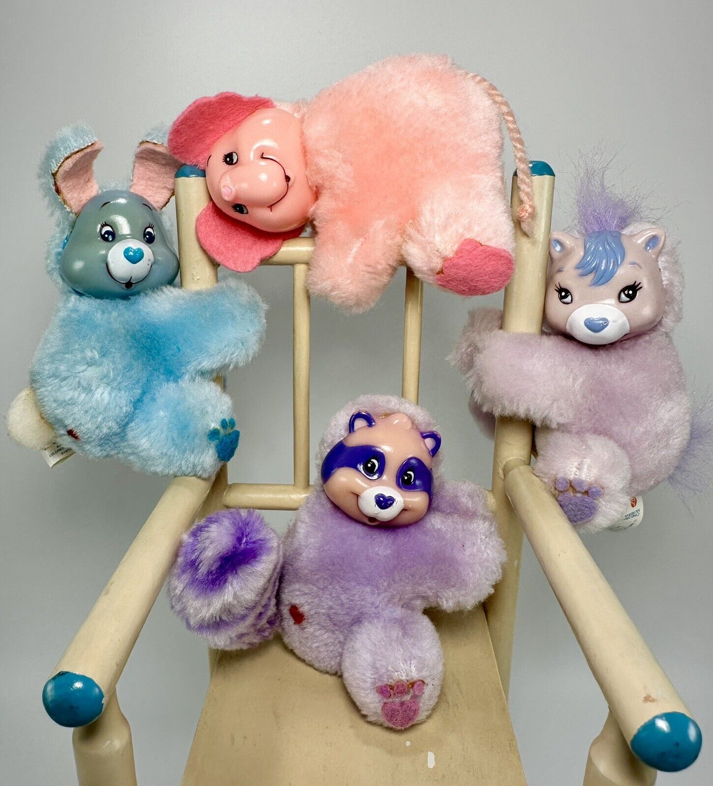 Care Bears Cousins RARE Clippits Horse Elephant Rabbit Raccoon Vtg 1980s Clip On