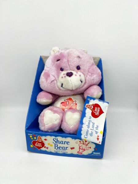 Care Bear Share Bear Vintage 1983 Kenner In Box with Tag Sundae Ice Cream Purple