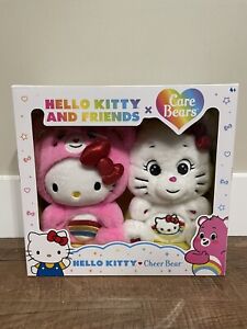 Care Bears Hello Kitty and Cheer Bear Plush 2 Pack FAST SHIPPING Box Set