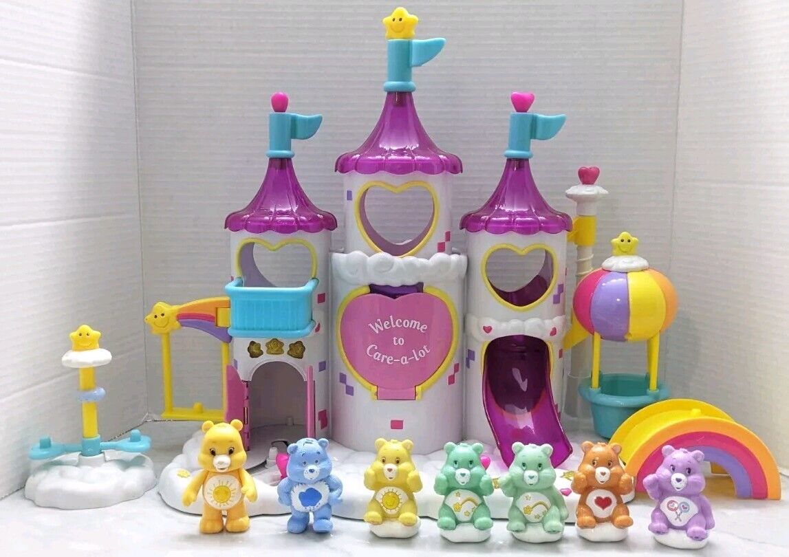 Care Bears Welcome To Care-a-lot Castle Playset + 7 Figures In Working Condition