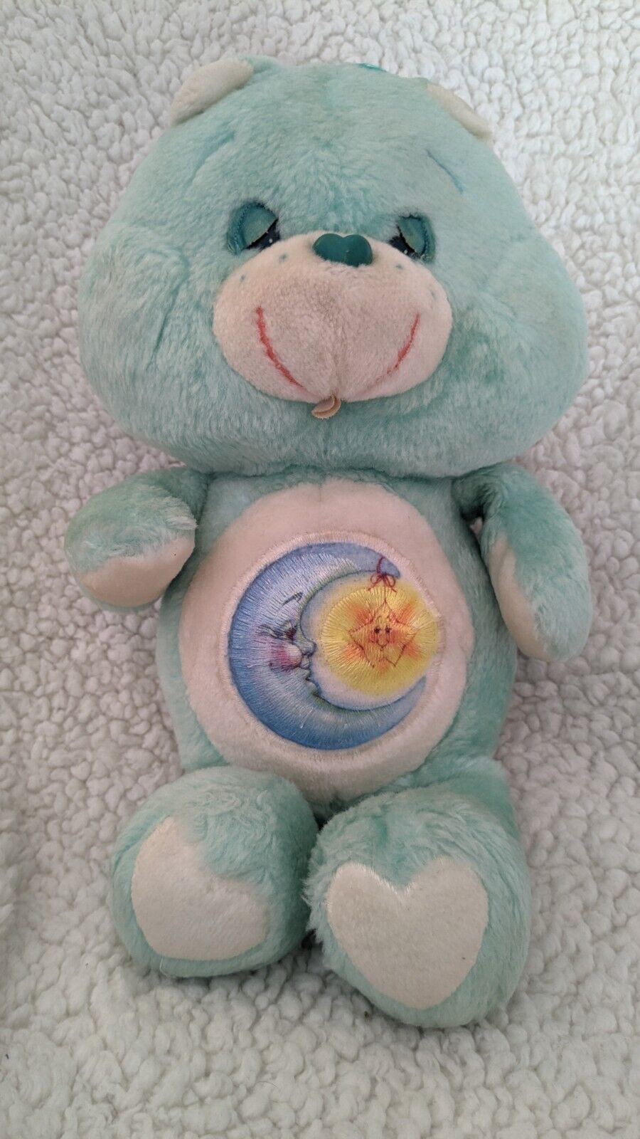 ***Vintage 1983 CARE BEAR Bedtime 13" Stuffed Plush Green Moon Sun Sleepy Kenner
