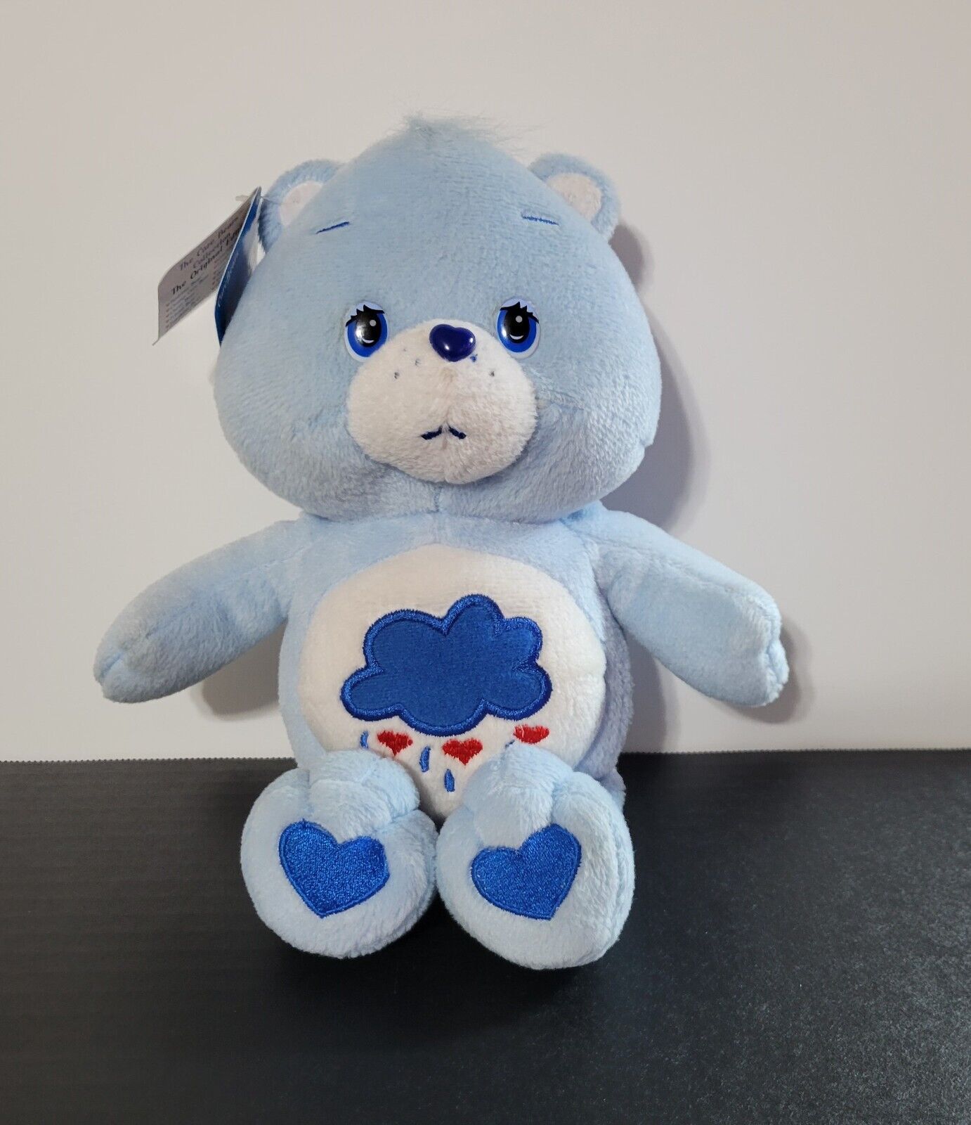 RARE 2005 Care Bear Grumpy Bear 10" W Tags Blue Rain Cloud, Vintage
