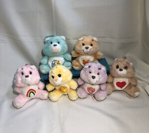 Vintage 1980s Random LOT of 6 Kenner Care Bears Plush Stuffed Animals Small 6”