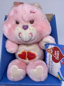 Vintage 1983 Care Bears LOVE-A-LOT Pink Bear Plush Stuffed Animal Clean New NRFB