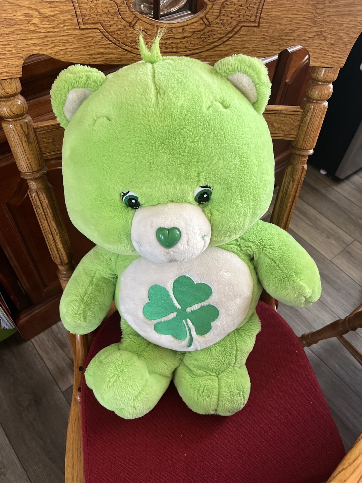 Vtg 2002 GOOD LUCK Care Bear Jumbo 26” Stuffed Plush Green Clover Rare Large HTF