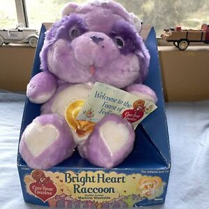 Vintage 1983 Care Bear Cousins Bright Heart Raccoon With Box  13”
