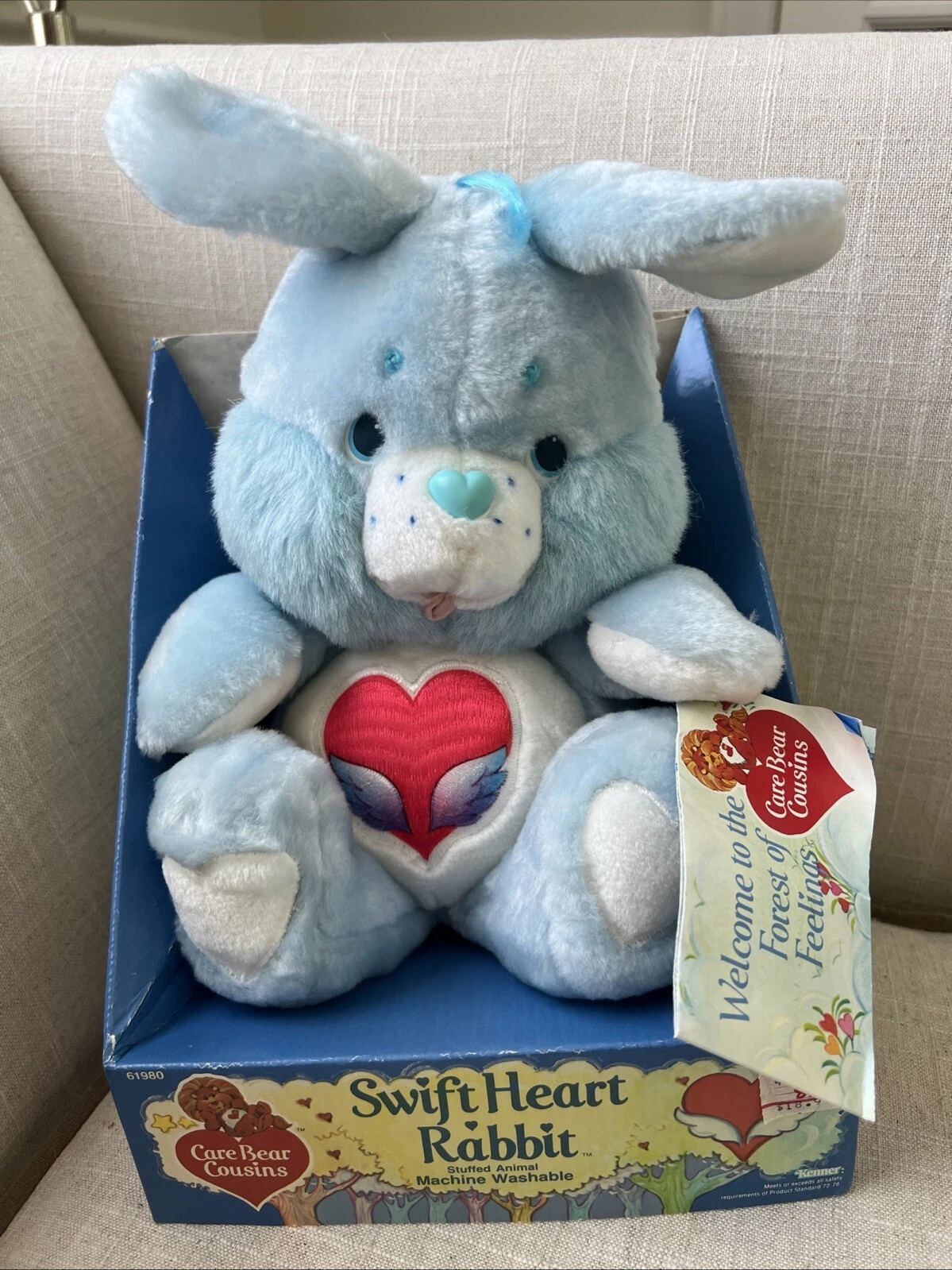 Vintage 1984 Kenner 13" SWIFT HEART Rabbit Care Bear Cousins W/ Original Box