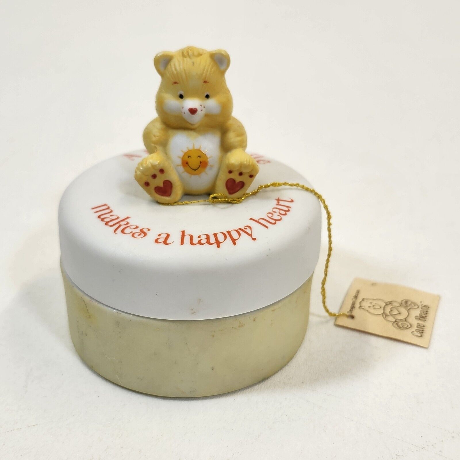 Care Bears American Greetings Funshine Bear Porcelain Ceramic Jar Box 1983 Smile
