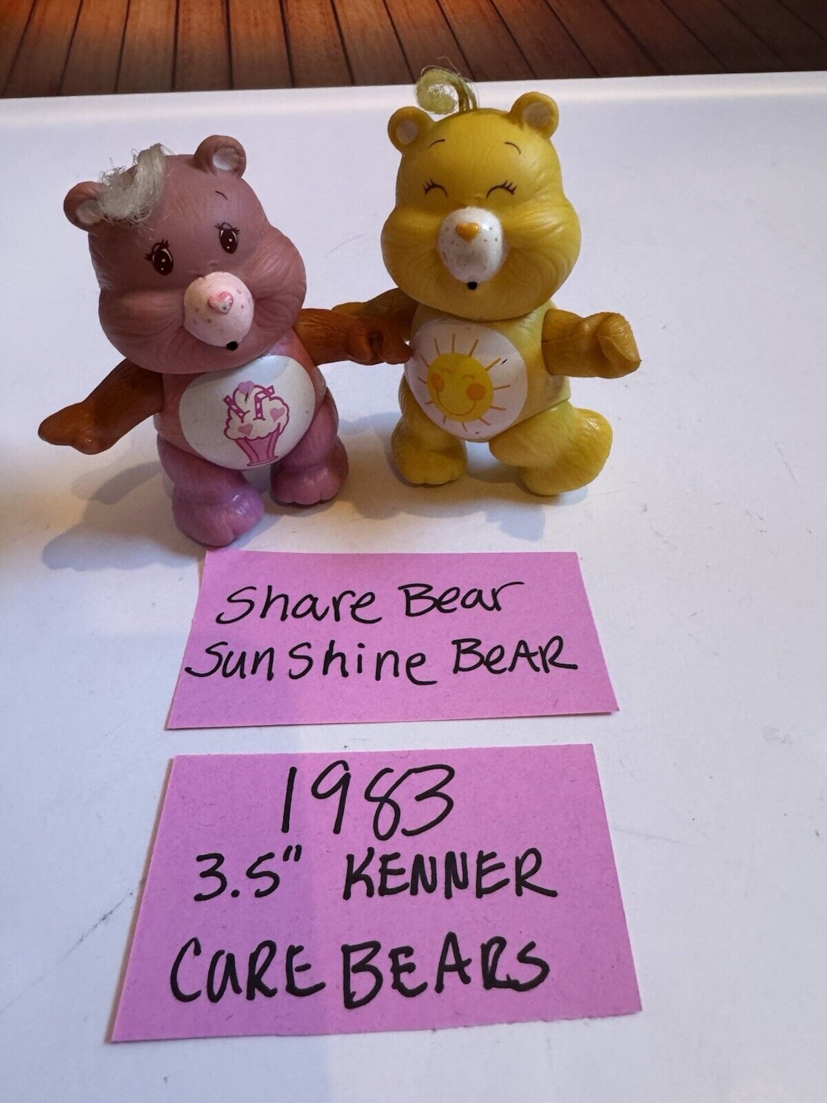 1983 Care Bears ,share Bear And Sunshine Bear 3.5” Kenner Figures