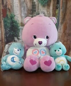 Jumbo Carebear Lot Of 3 Vintage 2001 To 2003 One New In Package