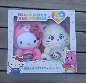 HELLO KITTY AND FRIENDS X CARE BEARS CHEER BEAR PLUSH BOX SET--NEW IN BOX!!