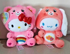 Care Bears Hello Kitty Cheer Bear and Cinnamoroll Love- A- Lot Plushies NWT