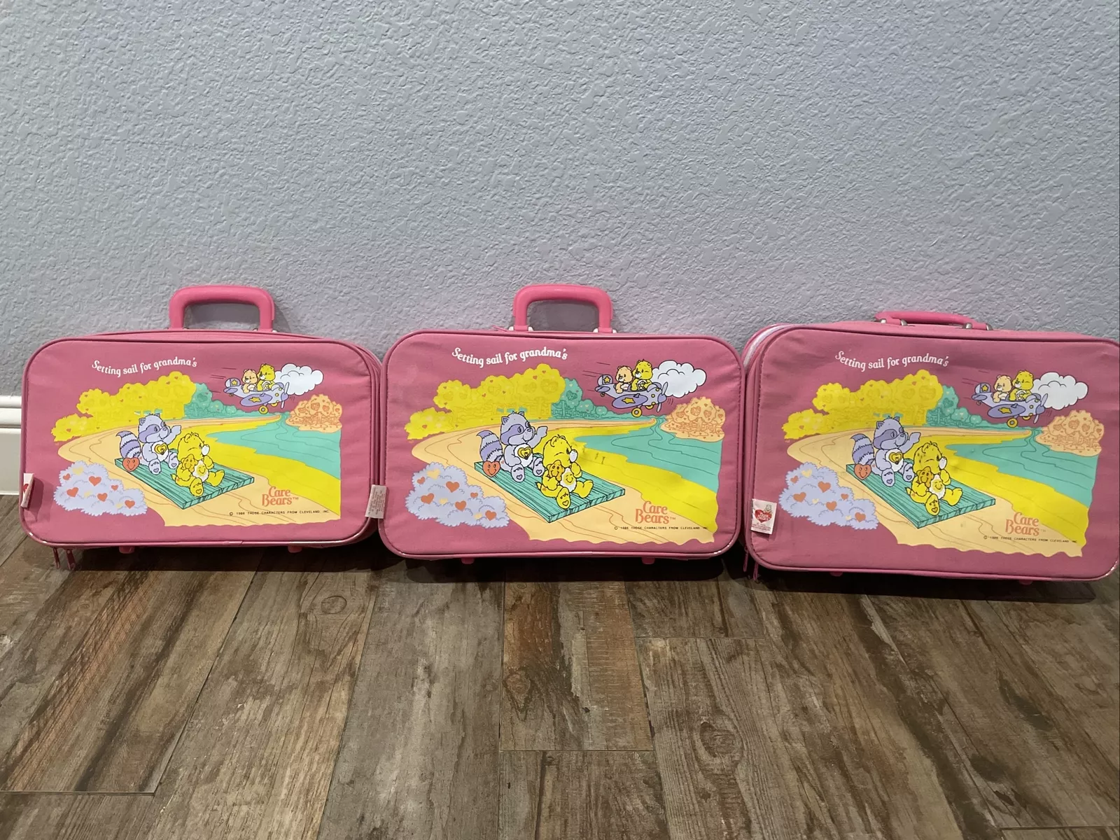 1986 Care Bears Setting Sail For Grandmas Suit Case Luggage Set Vintage!! Clean!