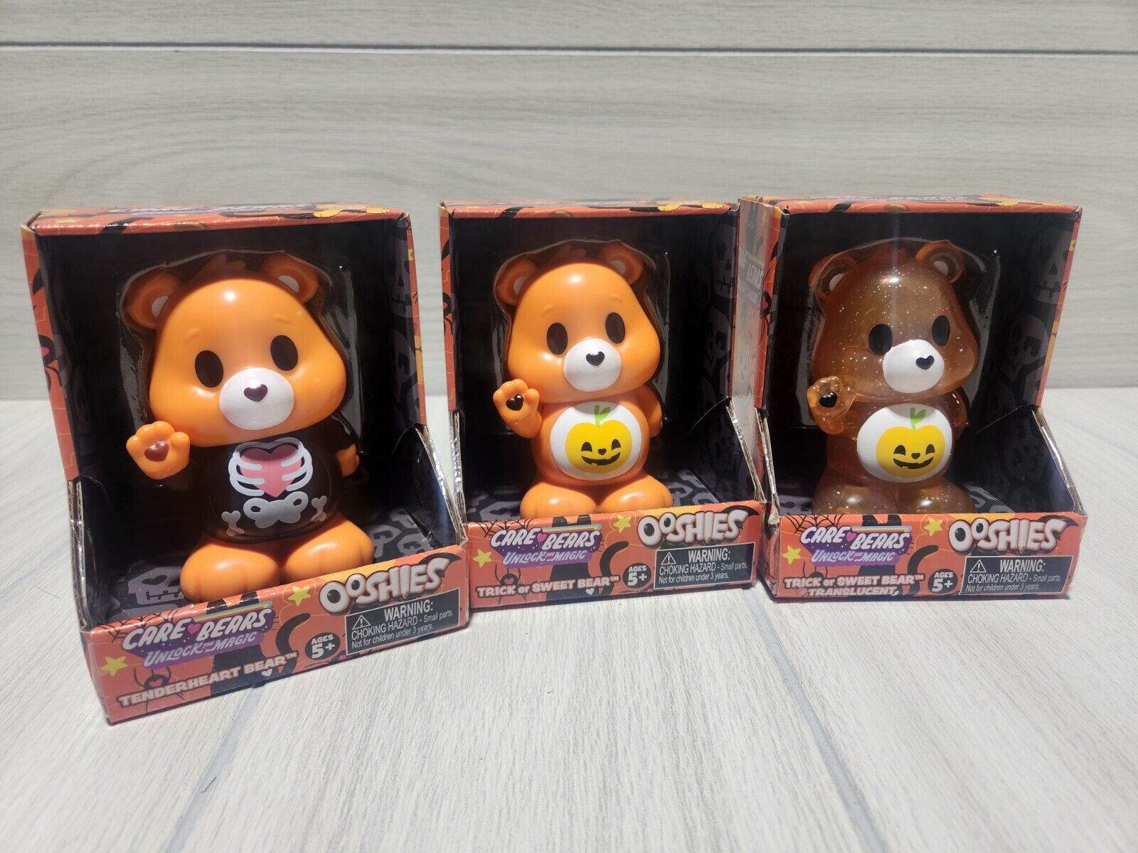 Care Bears Unlock The Magic Ooshies HALLOWEEN Vinyl Figures COMPLETE Set Of 3