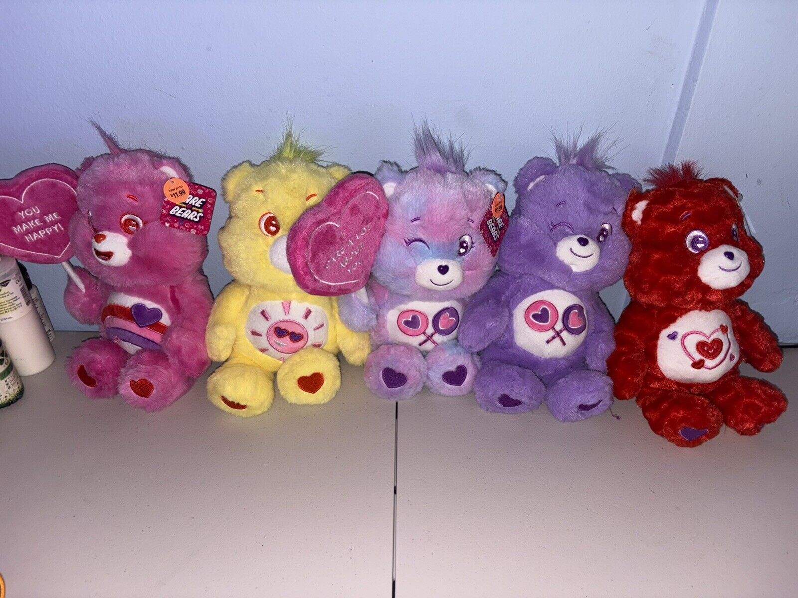 Set Of 5 Valentine's Day Care Bears 13” Plush