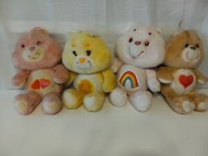 4 Vintage 13 Inch Plush Care Bears. . Tender Heart & Cheer Bear sunshine