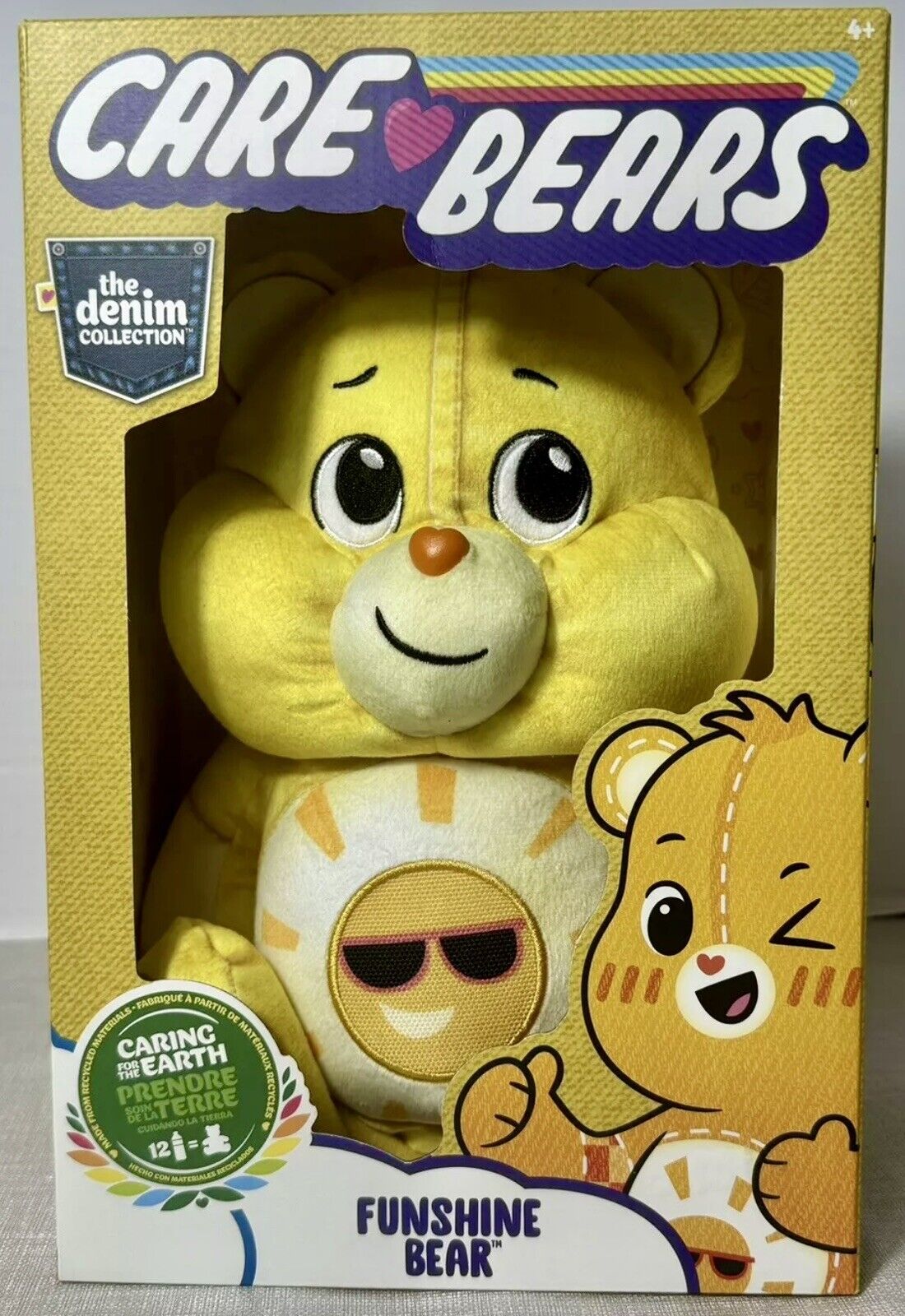 Care Bears Funshine Bear Denim Collection Plush Eco Friendly Full-Size Brand New