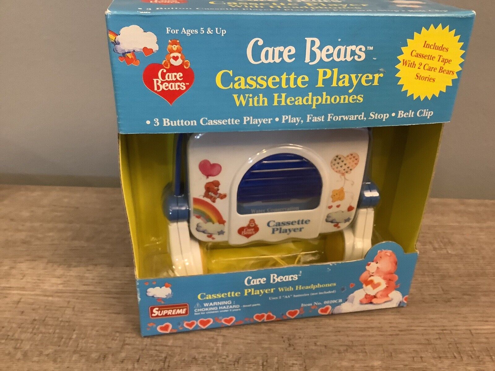 RARE! 1995 CARE BEARS CASSETTE PLAYER WITH HEADPHONES NEW IN PACKAGE
