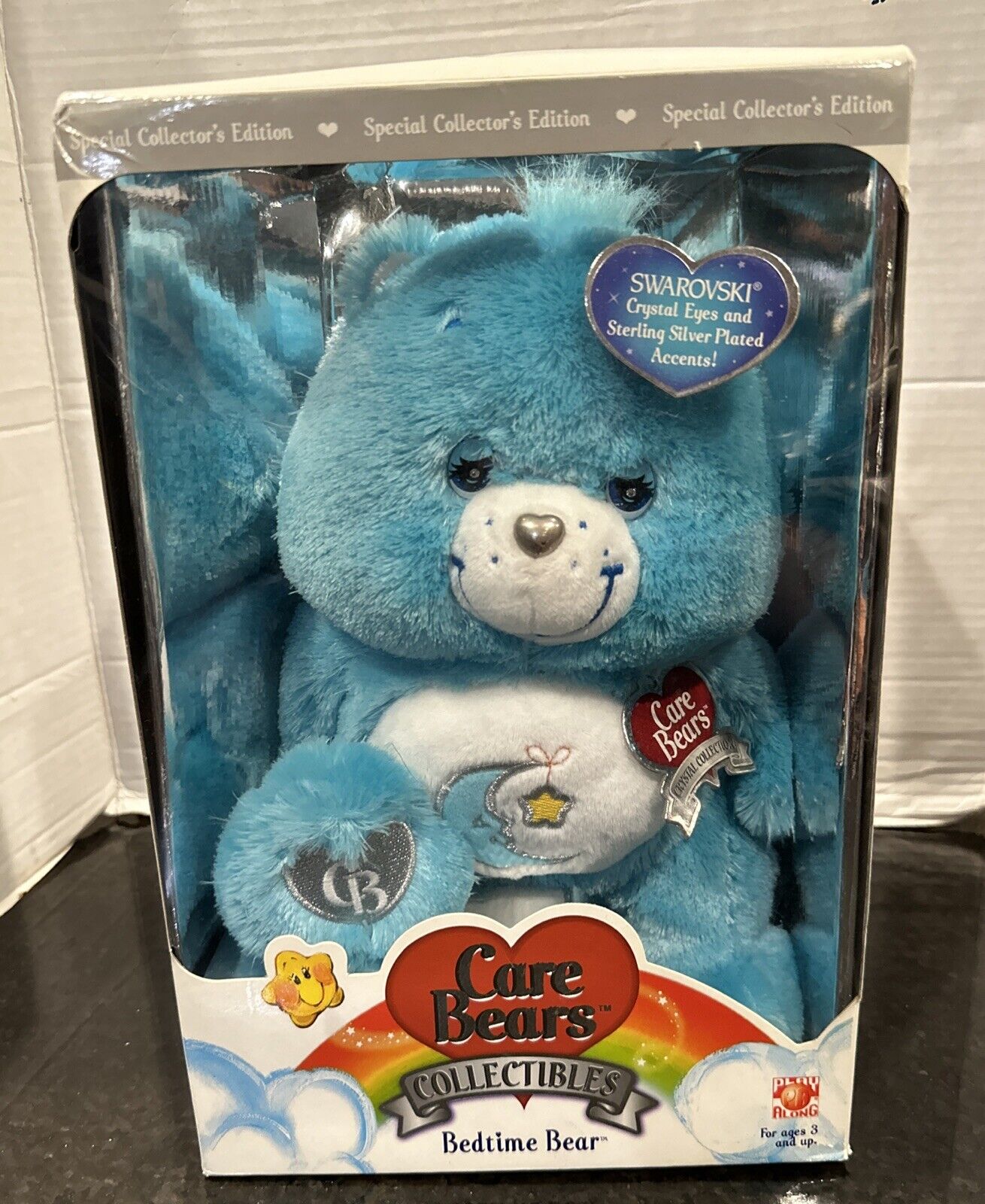 2007 Care Bears Collectibles Bedtime Bear Swarovski Eyes Silver Plated Nose Blue