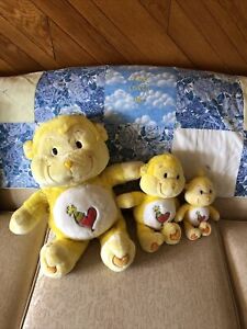 2004 Care Bears Yellow Playful Heart Monkey 20, 12 & 8 InPlush Care Bear Cousins